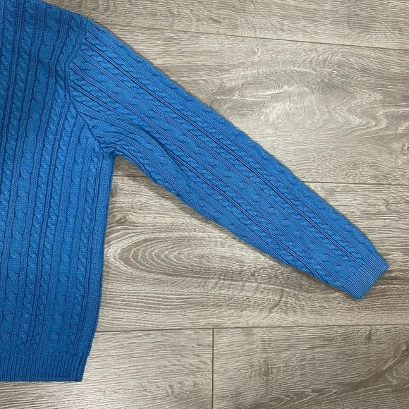 Vintage Wainscot Petites 100% Cotton Crew Neck Cable Knit Sweater Blue S - Picture 14 of 14